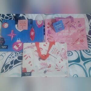 Trader Joe's Festive Reusable Gift Bags - Blue, Pink, White. I Have 2 Sets